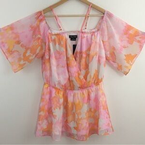 City Chic | Adelina Vibrant Pink & Orange Off Shoulder Top